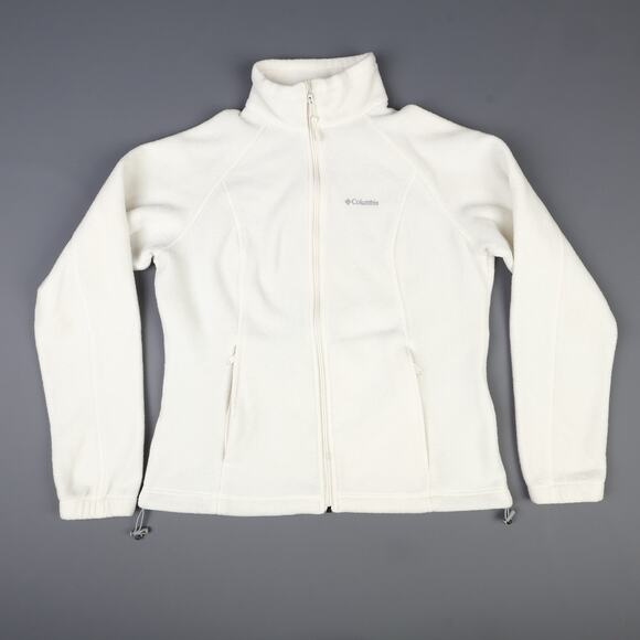 Columbia Womens XL Benton Spring Fleece Full Zip Jacket White *Read* - Picture 1 of 12